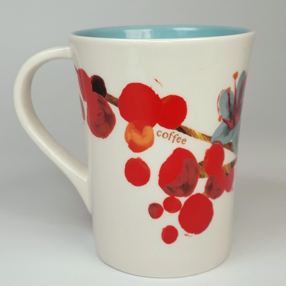 Starbucks 2008 Coffee CHERRY BLOSSOM 12oz Mug Cup Blue & Red Flower - Picture 2 of 8